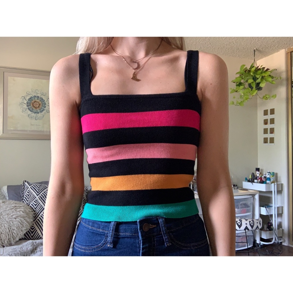 Striped knit crop top